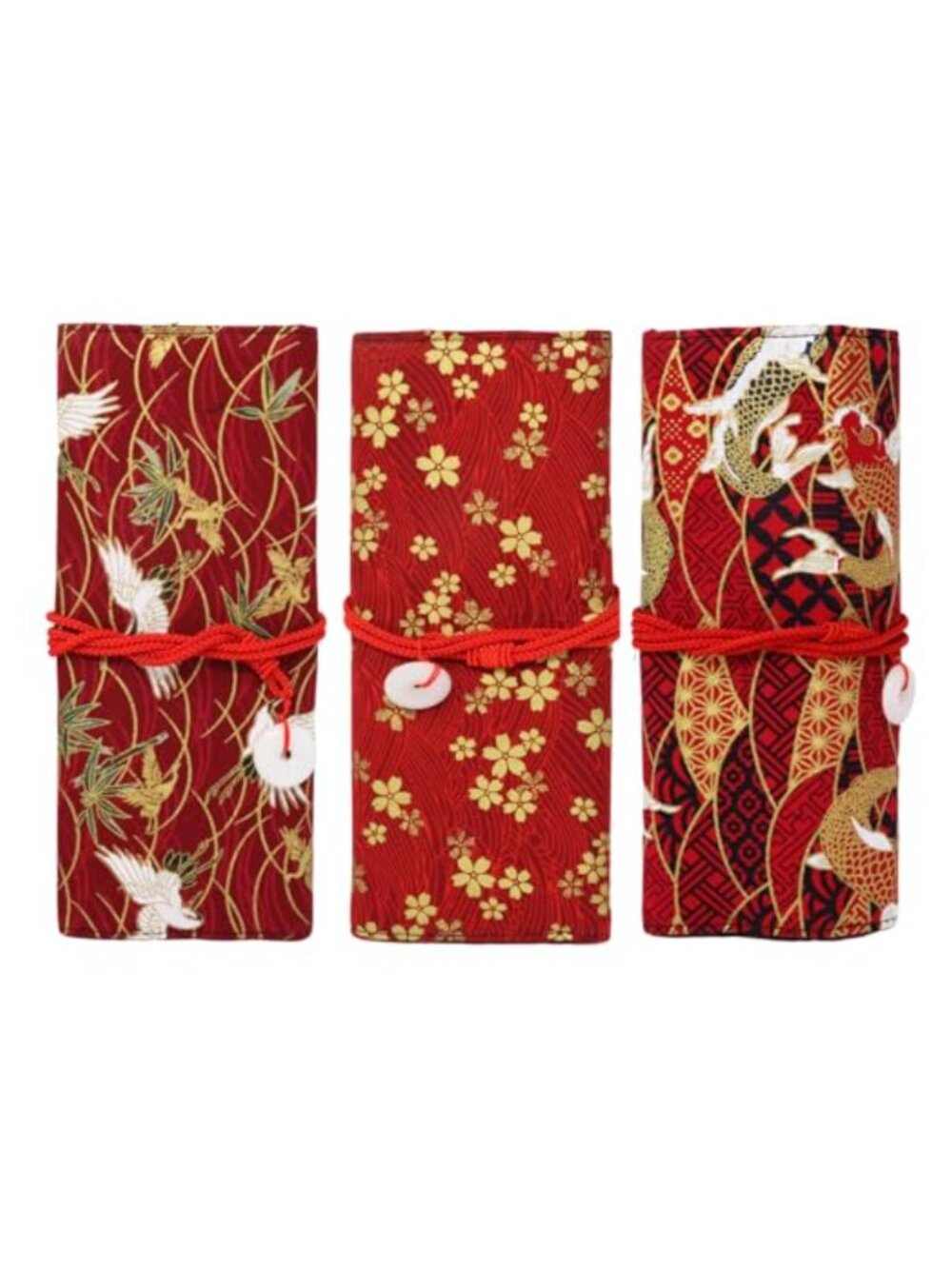 Japanese Style Koi Makeup Brush Rolling Case 13 Slot Travel Organizer